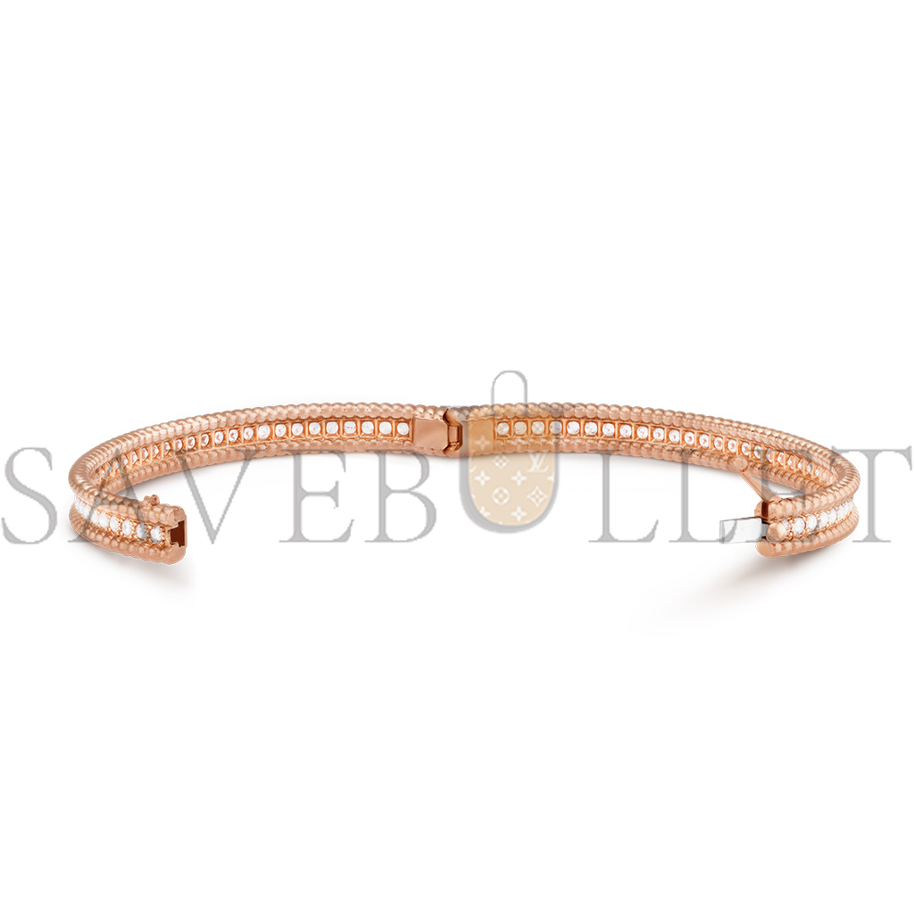 VAN CLEEF ARPELS PERLÉE DIAMONDS BRACELET, 1 ROW, MEDIUM MODEL - ROSE GOLD, DIAMOND  VCARP27F00